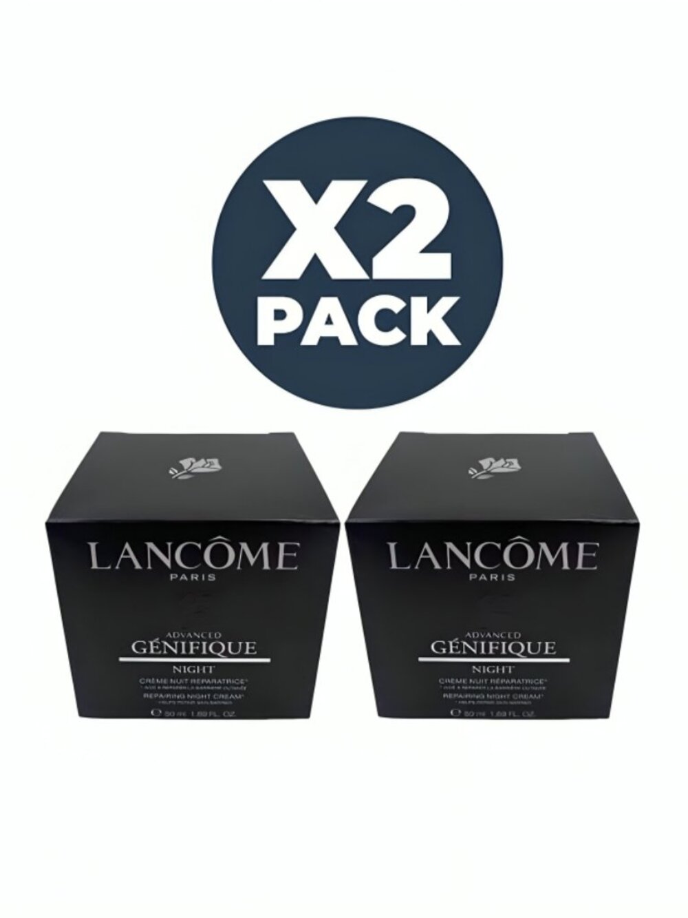 Lancôme Advanced Génifique Night Cream 1.69oz  Anti-Aging Moisturizer Pack of 2